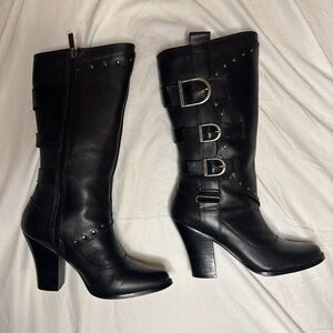 Harley-Davidson Black Heeled Boots with Buckle Detail